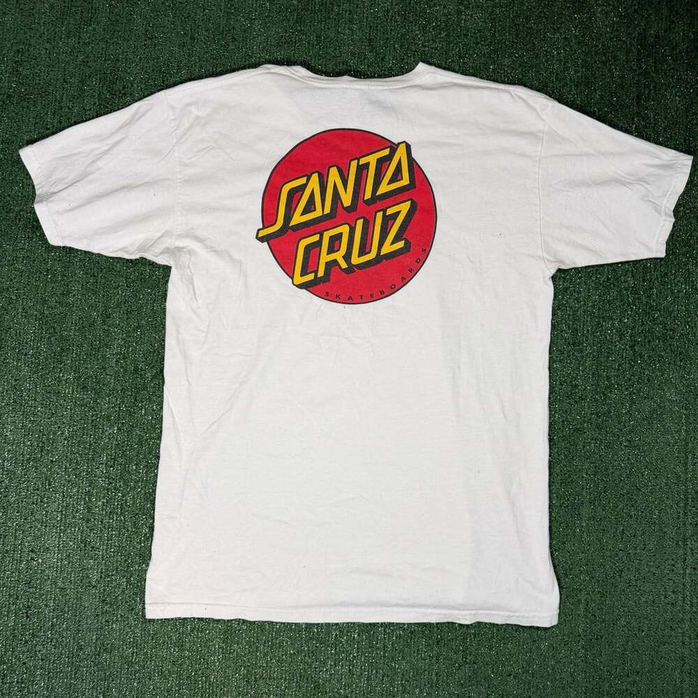 Santa Cruz Classic Dot Chest T-Shirt Size Large White Skateboard Tee
